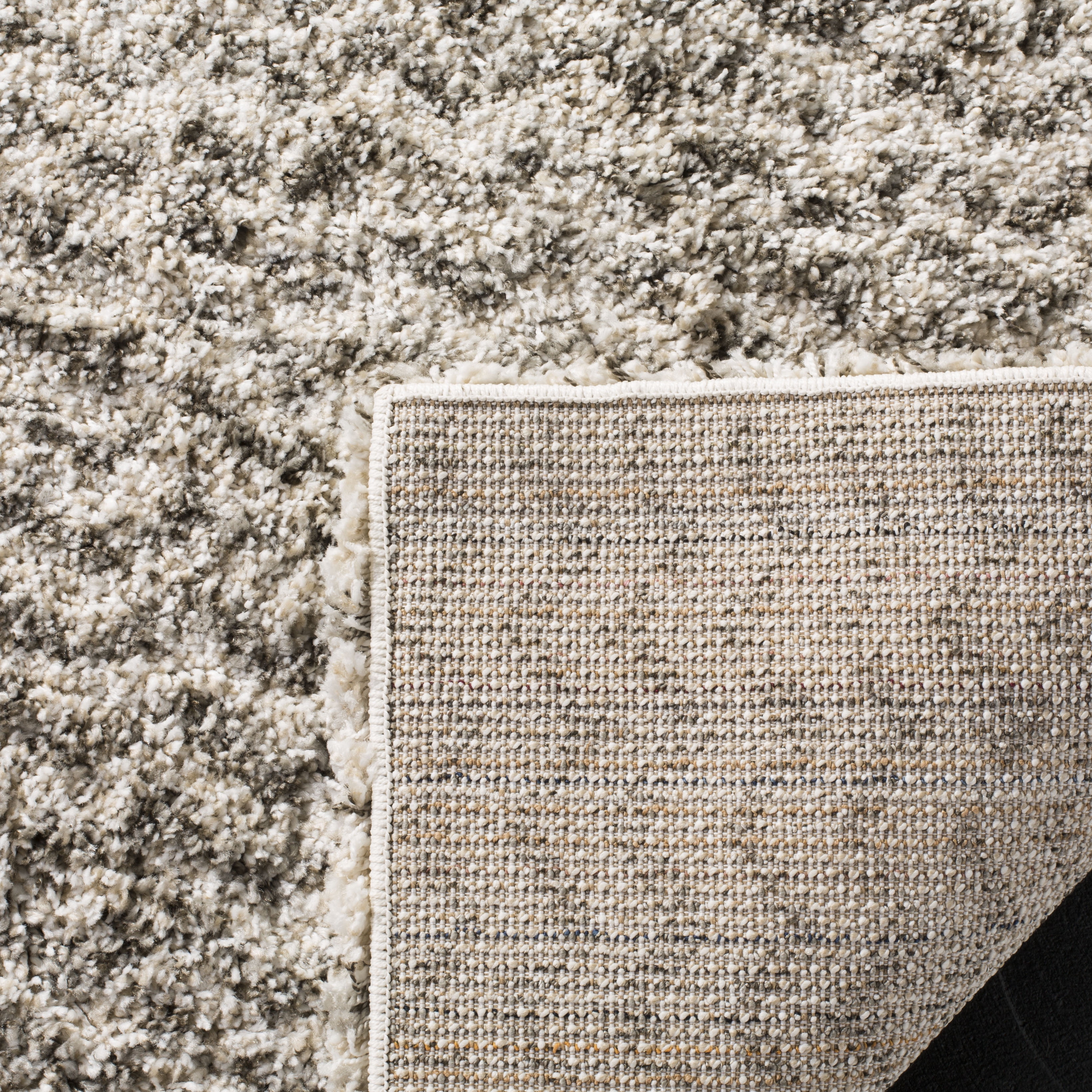 SAFAVIEH Hudson Merrilyn Chevron Shag Area Rug, Ivory/Grey, 9' x 12'