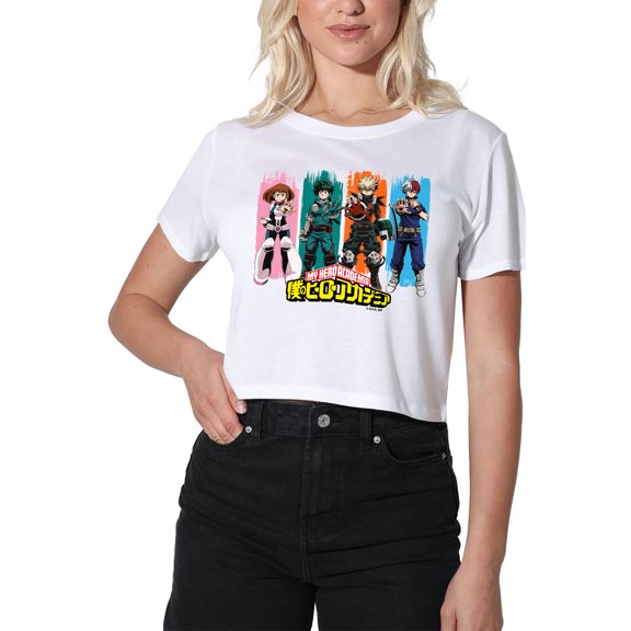 My Hero Academia Class 1-A Victory Women's Crop Top T-Shirt, White, Large