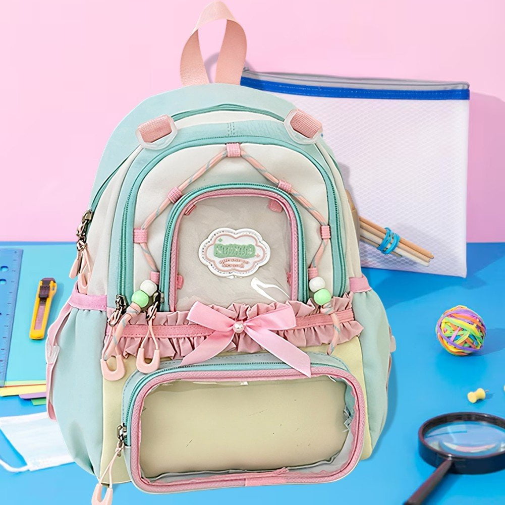 Slccxzc Kawaii Backpack Cute Aesthetic Ita Backpack, Y2K Large Capacity Bag Book Bags With Window Show