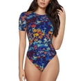thumbnail image 2 of Picia Colorful Fall Leaves Womens One Piece Swimsuits Modest Tummy Control Bathing Suits Lace Up Slimming Swim Suit-Large, 2 of 9
