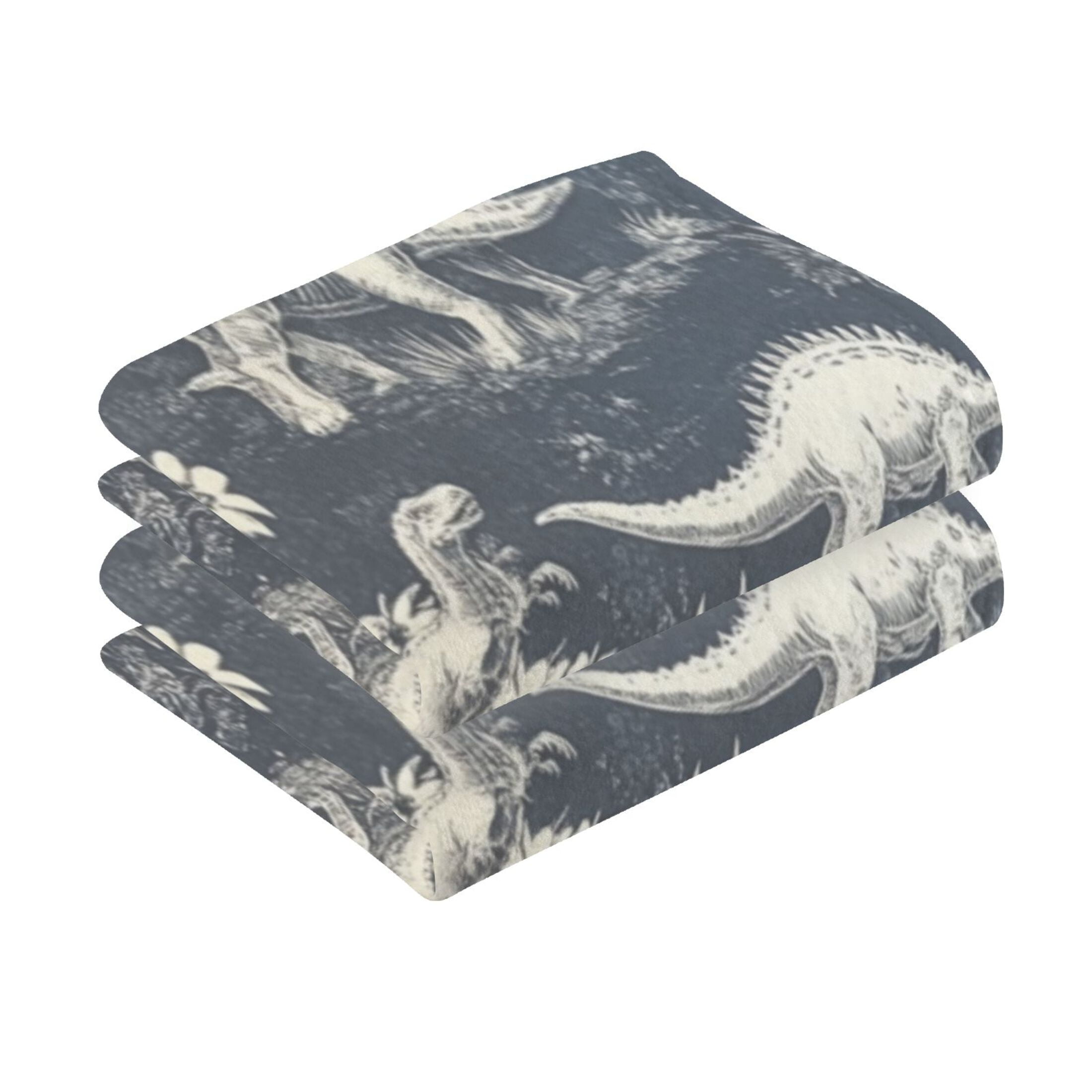 Cotton Towel Two-Piece 16x28 Inch One Sizex2 Face Towel Set Towel Set Cotton Hand Bath Towel Bathroom Beach Black and White Dinosaur