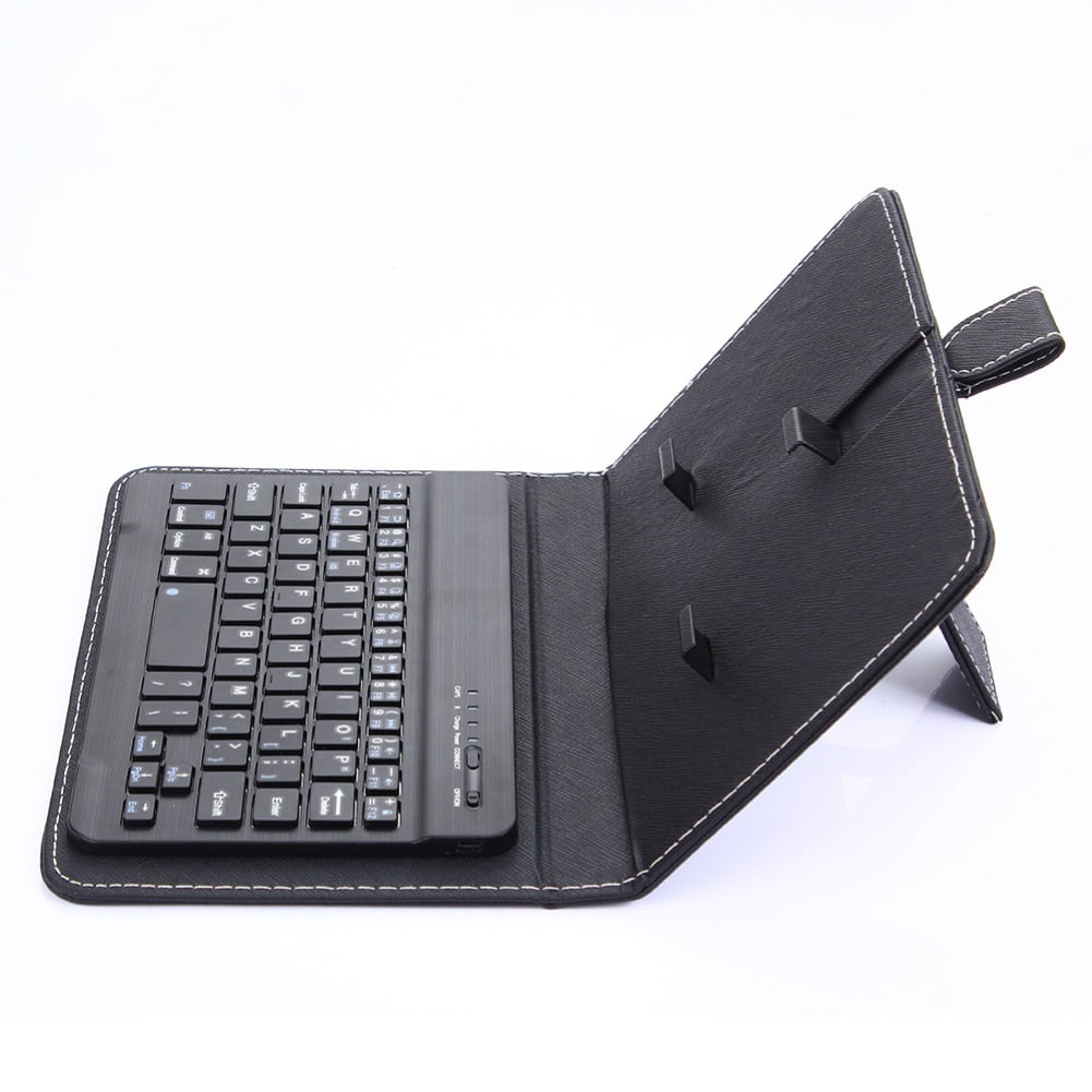 JANGSLNG Portable Wireless Bluetooth-compatible Keyboard with Faux Leather Case for iPhone Phone