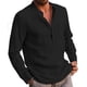 thumbnail image 2 of 1 camisa de lino con cuello en V, color negro., 2 of 4