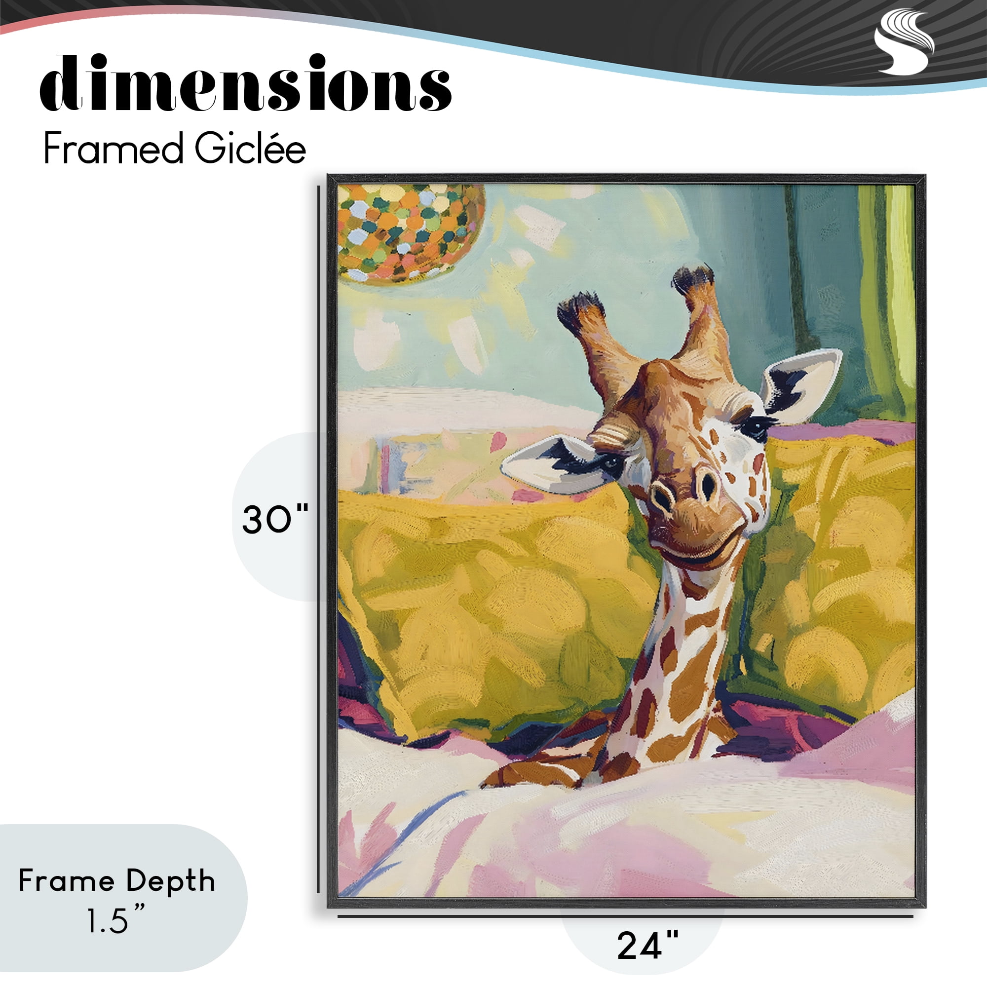 Stupell Industries Cozy Giraffe in Bed Black Framed Giclee Art, design by The Prints Vibe