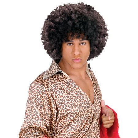 Brown Disco Fro Wig Adult Halloween Accessory