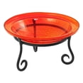 thumbnail image 1 of Achla Designs Hand Blown Crackle Glass Garden Birdbath with Stand, Red, 1 of 5