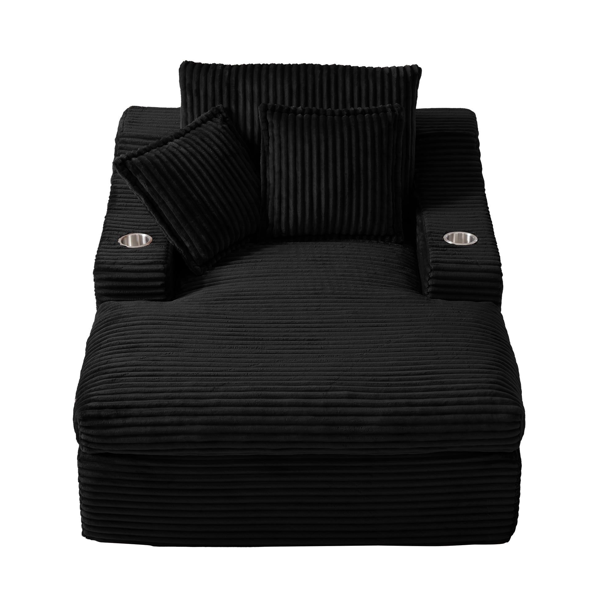 47" Wide Oversized Single Chaise Lounge Chair, 67'' Sleeper Sofa Bed with Cup Holders & 3 Pillows