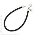 thumbnail image 3 of Reflections Sterling Silver Black Leather Lobster Clasp Bead Bracelet 8.25 inches, 3 of 3