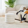 thumbnail image 3 of Tcbosik 18.3" Round Storage Ottoman, Teddy Fabric Upholstered Footrest with Flip-Top Tray, Vanity Stool for Living Room, Bedroom, White, 3 of 6