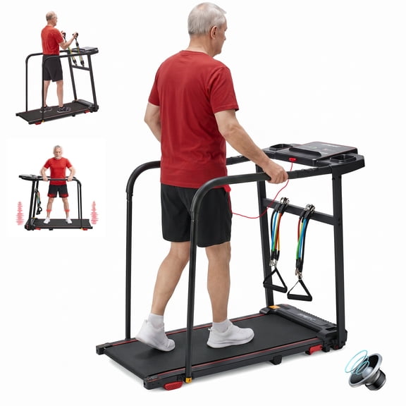 Walking Treadmill for Seniors with Extended Handrails,Emergency Stop Button,Treadmill for Home 265 lbs Capacity,Shaking,Speaker,Elder Recovery,Cup Holder,0-2.3% Incline for Recovery Walking,Running