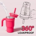 thumbnail image 2 of 14oz (approx. 413ml) Stainless Steel Insulated Mug with Handle and Straw - Leak-proof, BPA-free, matte finish with glossy accents - Portable flip-top design for sports, outdoor, office, and home use, 2 of 21
