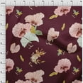 thumbnail image 4 of oneOone Cotton Poplin Twill Maroon Fabric Leaves & Floral Craft Projects Decor Fabric Printed By The Yard 56 Inch Wide, 4 of 6