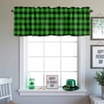 thumbnail image 4 of Kitchen Valances for Window, St. Patrick's Day Green and Black Plaid Light Filtering Rod Pocket Valance Curtain, Buffalo Checker Short Curtains Window Topper for Bedroom Bathroom Living Room 54x18in, 4 of 9