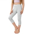 thumbnail image 2 of Favoffer Toddler Girls Elastic Cropped Leggings Solid Color Soft Yoga Casual Capri Pants Sports Outdoor Leisure Wear 3-13Y, 2 of 9
