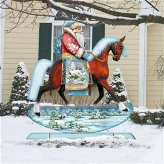 8151121 Horsey Santa Wooden Christmas Ornament Set of 2