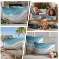 thumbnail image 4 of Turquoise Brown Outdoor Pillow Covers 18x18 Set of 2,Waterproof Patio Throw Pillowcase Protectors,Teal White Geometric Gradient Stripes Decorative Pillow Shams Cushion Covers for Seat Bed Couch Sofa, 4 of 8