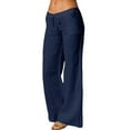 thumbnail image 1 of Sexy Dance Ladies Sports Pants Solid Color Flare Pant Drawstring Trousers Soft Pockets Deep Blue S, 1 of 3
