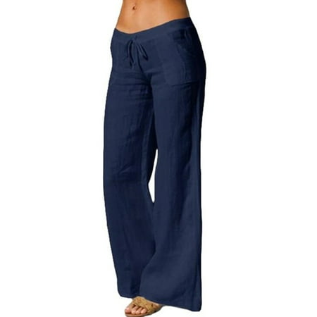 

Plus Size Casual Flare Pants for Women Boho Plain Mid Elastic Waist Lounge Pants Loose Wide Leg Trousers With Pockets Ladies Oversized Yoga Pajamas Pants