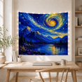 thumbnail image 5 of Mountain Lake Under a Swirling Starry Sky, Dreamy Fantasy Style for Nature Lovers, Night Sky Wall Art, Housewarming Gift, Tapestry Wall Hanging for Bedroom and Living Room, 5 of 7