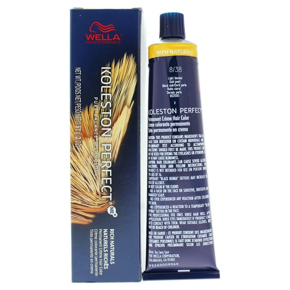 Koleston Perfect Permanent Creme Hair Color - 8 38 Light Blonde-Gold Pearl