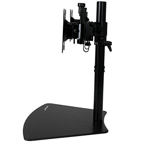 StarTech.com Dual Monitor Stand - Horizontal - For up to 24" VESA Monitors - Black - Adjustable Computer Monitor Stand - Steel & Aluminum