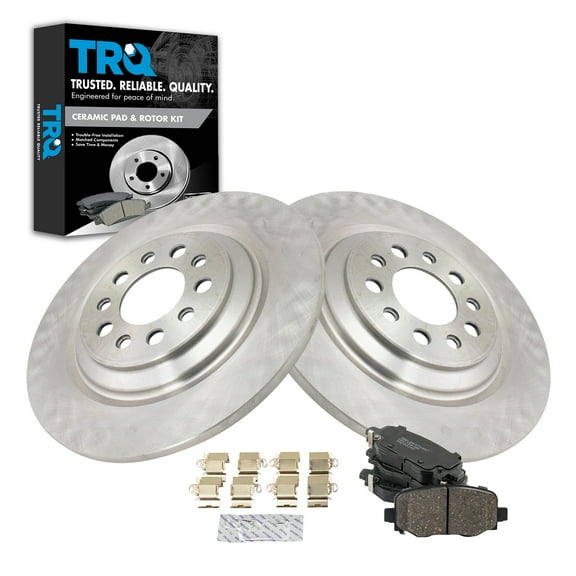 TRQ Rear Brake Pad & Rotor Kit Brake Pads Brake Rotor Ceramic Fits Select 2014-2021 Jeep Cherokee