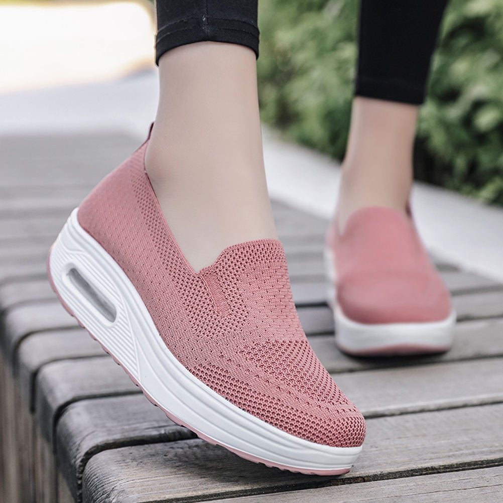 OULII 1 Pair Women Chic Running Sneakers Breathable Pink Cloth Shoes