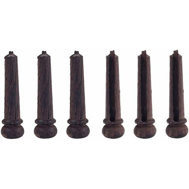 Clavijas de puente de guitarra de palisandro, clavijas de cuerda de guitarra acústica, piezas de repuesto de clavija de extremo de madera ranurada, 6 piezas