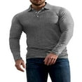 thumbnail image 2 of Men‘s Spring Autumn Solid Color Button Shirts with Long Sleeve Lapel Tops, 2 of 9