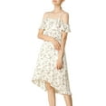 thumbnail image 6 of MODA NOVA Junior's Spaghatti Straps Ruffled Asymmetrical Midi Dress White Floral M, 6 of 7