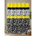 thumbnail image 4 of Shower Curtain Yellow Black Leaves Bathroom Curtains with Hooks, Waterproof Fabric Stitching Stripes Bath Shower Curtains Set for Bathroom Bathtubs Decor 72x72 Inch, 4 of 8