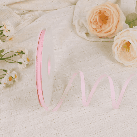 BVIEAKD Light Pink Grosgrain Ribbon 1/4 Inch X 50 Yards for Gift Wrapping,DIY Crafts,Hair Bows,Wedding,Bouquets Decoration