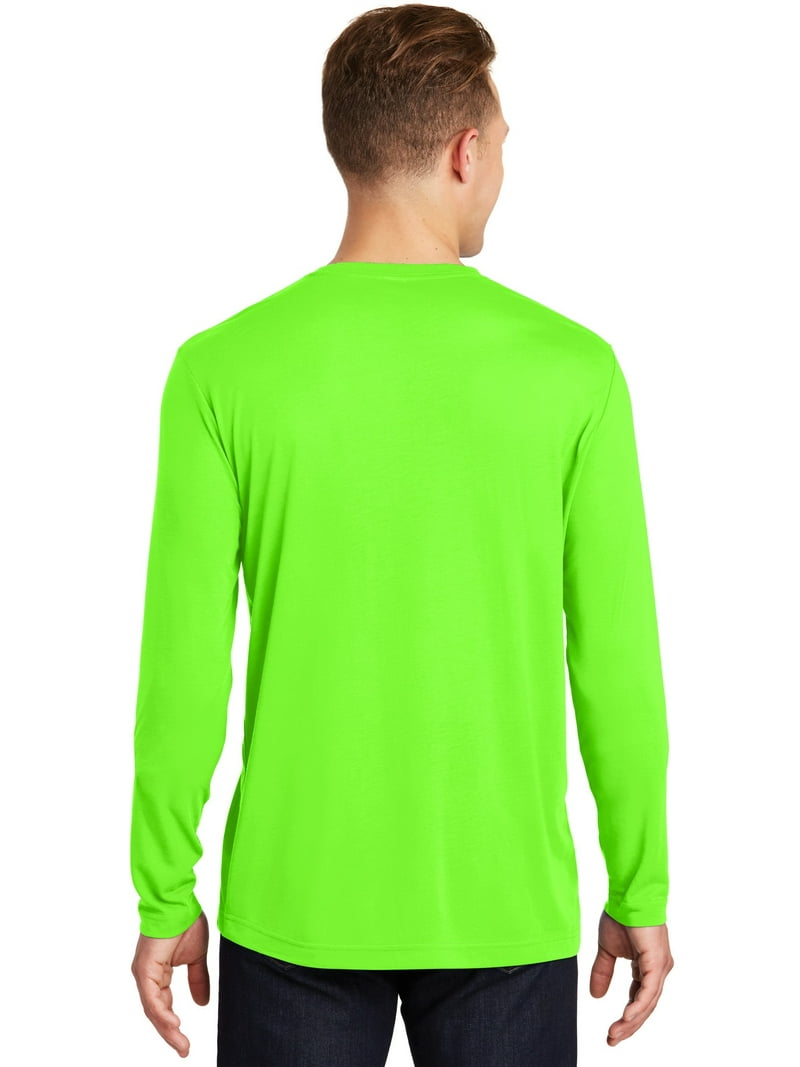 Sport Tek Adult Male Men Plain Long Sleeves T-Shirt Neon
