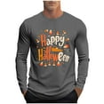thumbnail image 3 of UVEASISHA Big and Tall Halloween Graphic Tees for Men Novelty Letter Print Long Sleeve T-Shirts Holiday Casual Crewneck Pullover Tops Birthday Gifts Dark Gray XXL, 3 of 6