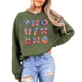 thumbnail image 2 of 4th of July Patriotic Sweatshirt for Women & Kids USA Red White Blue Family Matching Crewneck Army Green Sweatshirt Adult L, 2 of 7