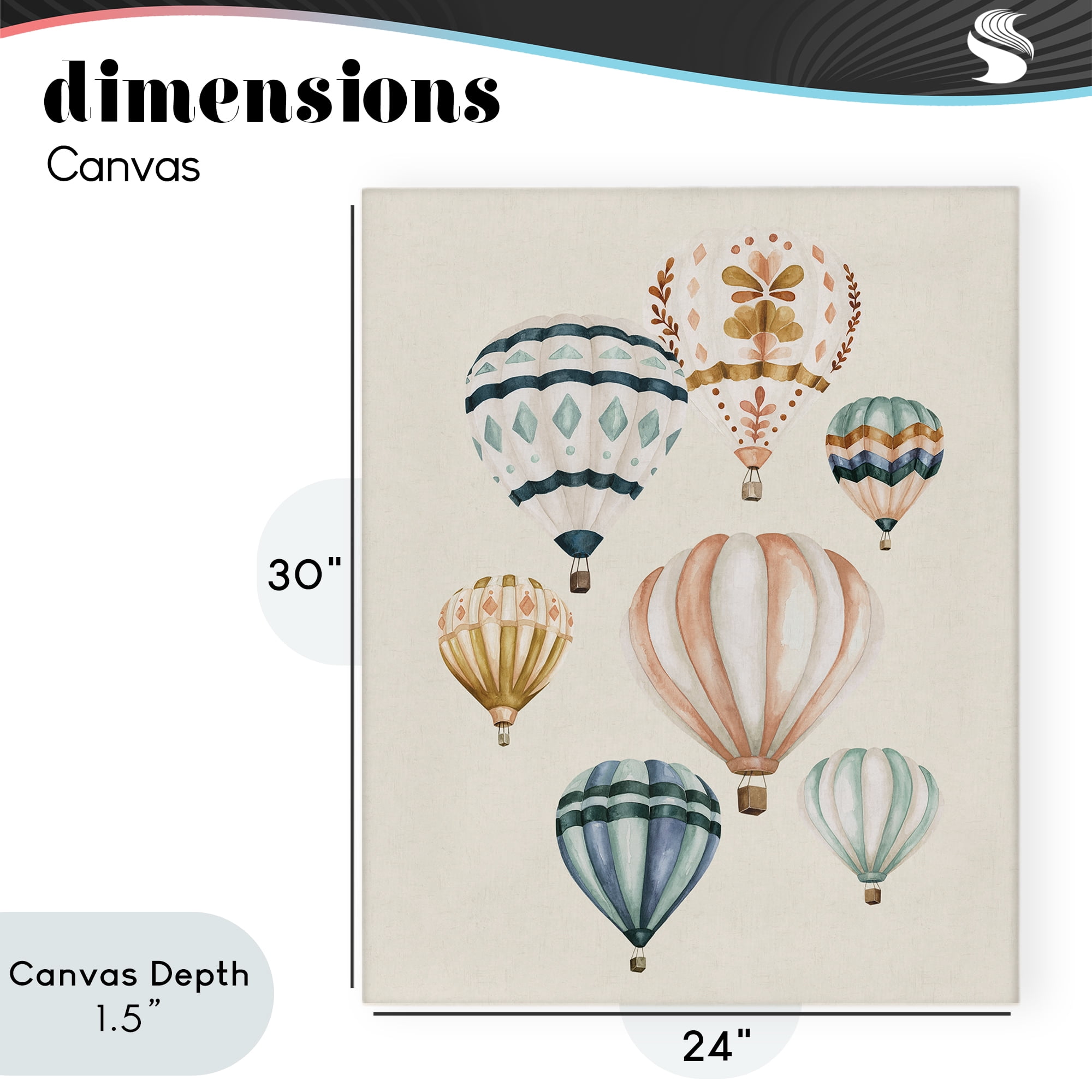 Stupell Industries Wanderlust Hot Air Balloons Canvas Wall Art, design by Bethany Sandoval