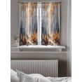 thumbnail image 5 of Orange Navy Blue Curtains 45 Inch Length, Sheer Curtains for Bedroom Living Room Window Modern Oil Painting Art Forest Rod Pocket Voile Drapes Kitchen Curtains Small Half Window 42"x45" 2 Panels, 5 of 6