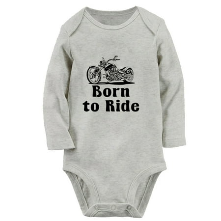 

Born to Ride Funny Rompers Newborn Baby Unisex Bodysuits Infant Jumpsuits Toddler 0-12 Months Kids Long Sleeves Oufits (Gray 6-12 Months)