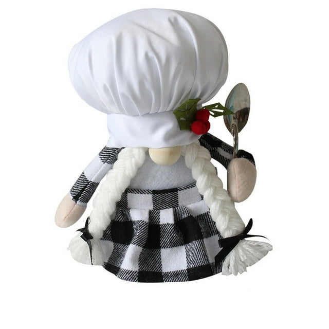 Fiudx Muñeco de Chef Enano, Decoración Navideña Caprichosa, Gnomo de Tela Suave, Adorno Navideño Inspirado En Chef, Decoración Única para La Cocina, Adorno Festivo para La Chimenea (1 Juego)