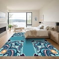 thumbnail image 3 of ODIKA 8'x10' Machine Washable Non-Slip Area Rug, Azure Bloom Wool High Traffic Rug with Pad, Blue, 924665, 3 of 8