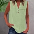 thumbnail image 2 of Womens Summer Tops Fashionfor Wear Sleeveless Button Up Versatile Solid Color For Jeans Womens Tee Shirts,GN1,L, 2 of 5