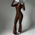 thumbnail image 6 of Womens Two Piece Tracksuit Yoga Set Long Sleeve Zipper Jacket with Athletic High Waist Flare Leggings Workout Outfit, 6 of 8