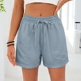 thumbnail image 2 of Admvng Gym Shorts Women Fashion Solid Color Pocket Pull Rope Loose Tight Waist Loose Shorts S-2XL, 2 of 8