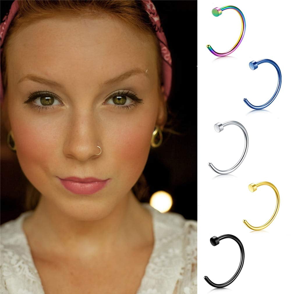 Nose Stud 1Pcs Open Hoop Stainless C Clip Steel Nose Ring Earrings,Gold,8 Mm 