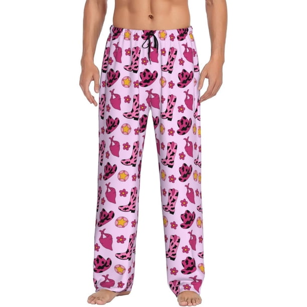 Fotbe Retro Cowgirl Pantalones de Pijama para Hombre, Pantalones de Dormir, Pantalones de Casa con Cintura Ajustable y Bolsillos-Large