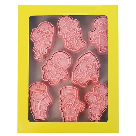 

Alexsix 8Pcs Biscuit Stencil Cartoon Character Shaped Cookie Cutters Cookie Stamp