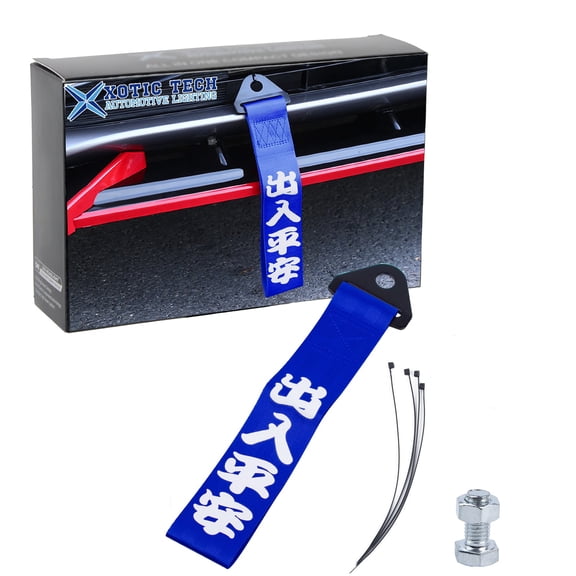 Xotic Tech Blue JDM Style Chinese Slogan Track Racing Towing Strap Compatible with Most Cars (Safe trip wherever you go)