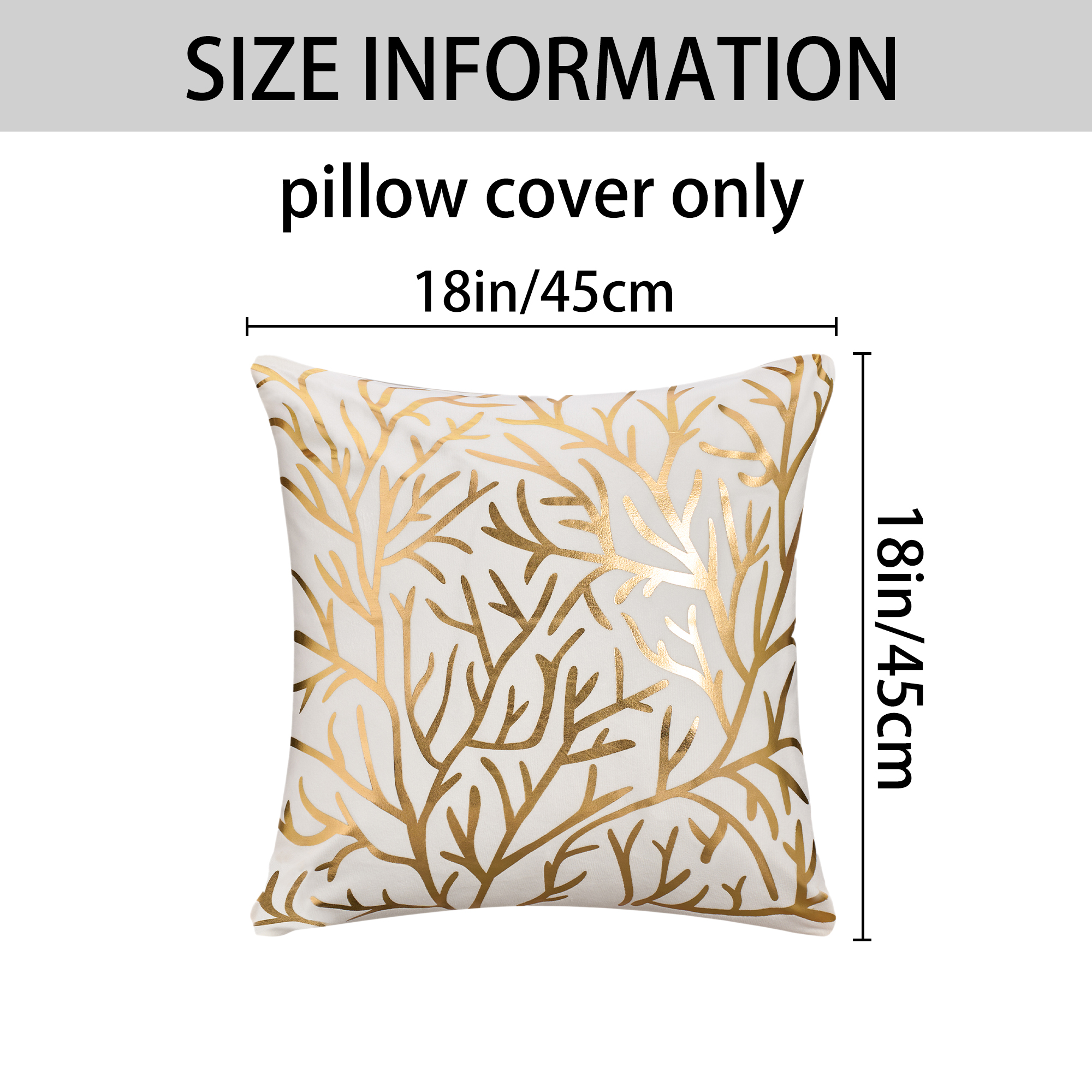 Unique Bargains Set of 2 Pillow Covers with Bronzing Print for Couch Gold-Tree Branch