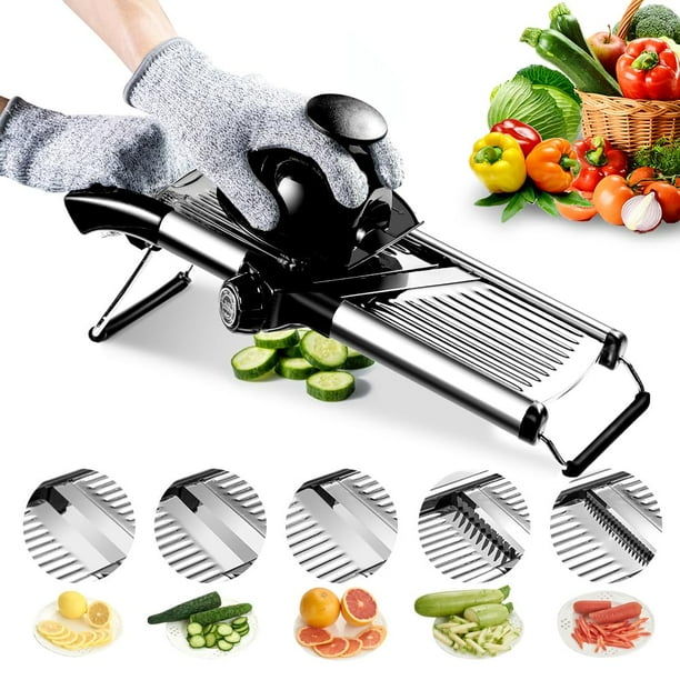Cortadora de comida con mandolina weltonhm, ajustable, de acero inoxidable