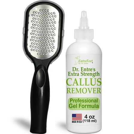 Dr. Entre's Callus Remover Gel & Foot File: Extra Strength Callus Remover for Feet, Foot Callus Remover, Pedicure Tools Supplies, Spa Kit, Dead Skin Scrubber, Corn & Callus Trimmers, 4 oz EntreFeet